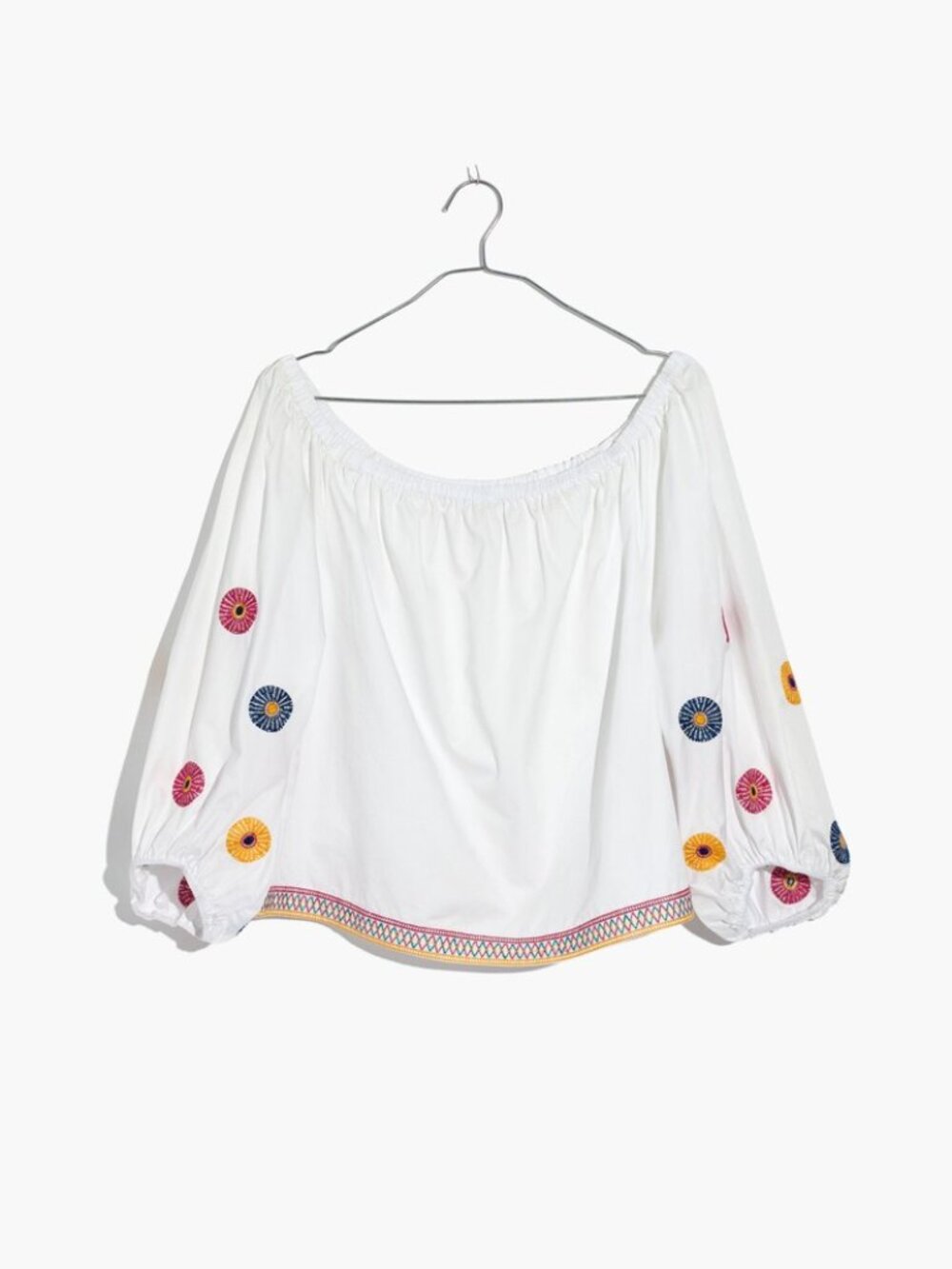 Madewell Embroidered Off-the-Shoulder Top White Chalk Boho Cotton Size L